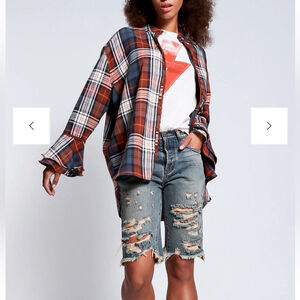 One Teaspoon NWT Cut Off Truckers Bermuda Shorts High-rise Denim Distressed 2